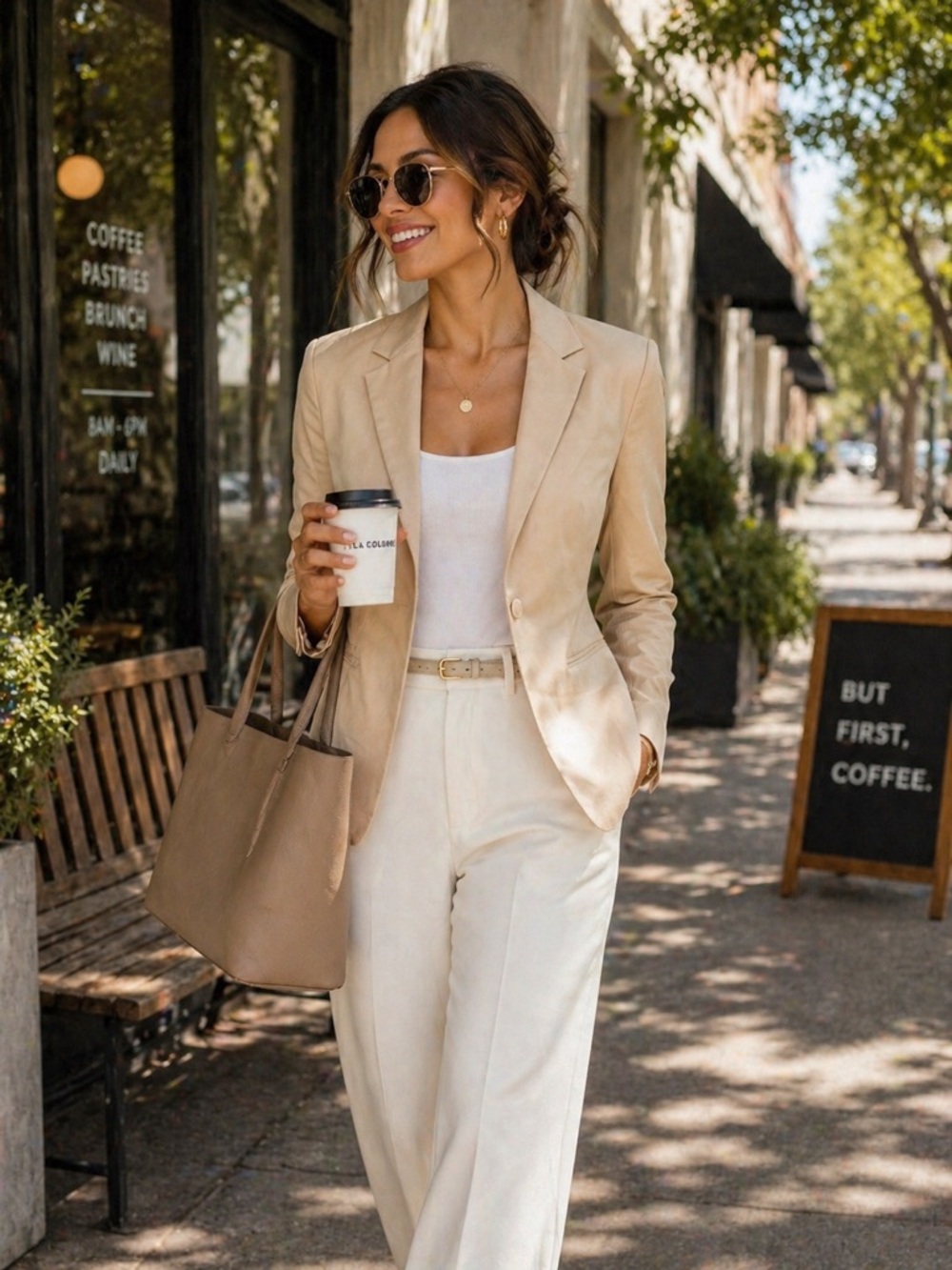 Donna Karan New York Beige Tailored Blazer - US 10 IT 46 Minimalist Quiet Luxury